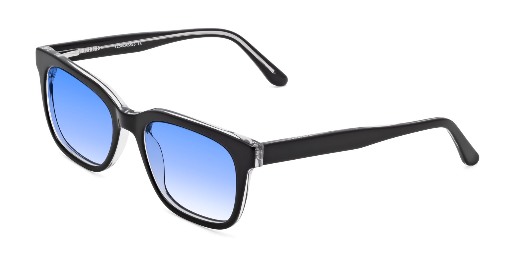 Angle of 1052 in Black-Clear with Blue Gradient Lenses