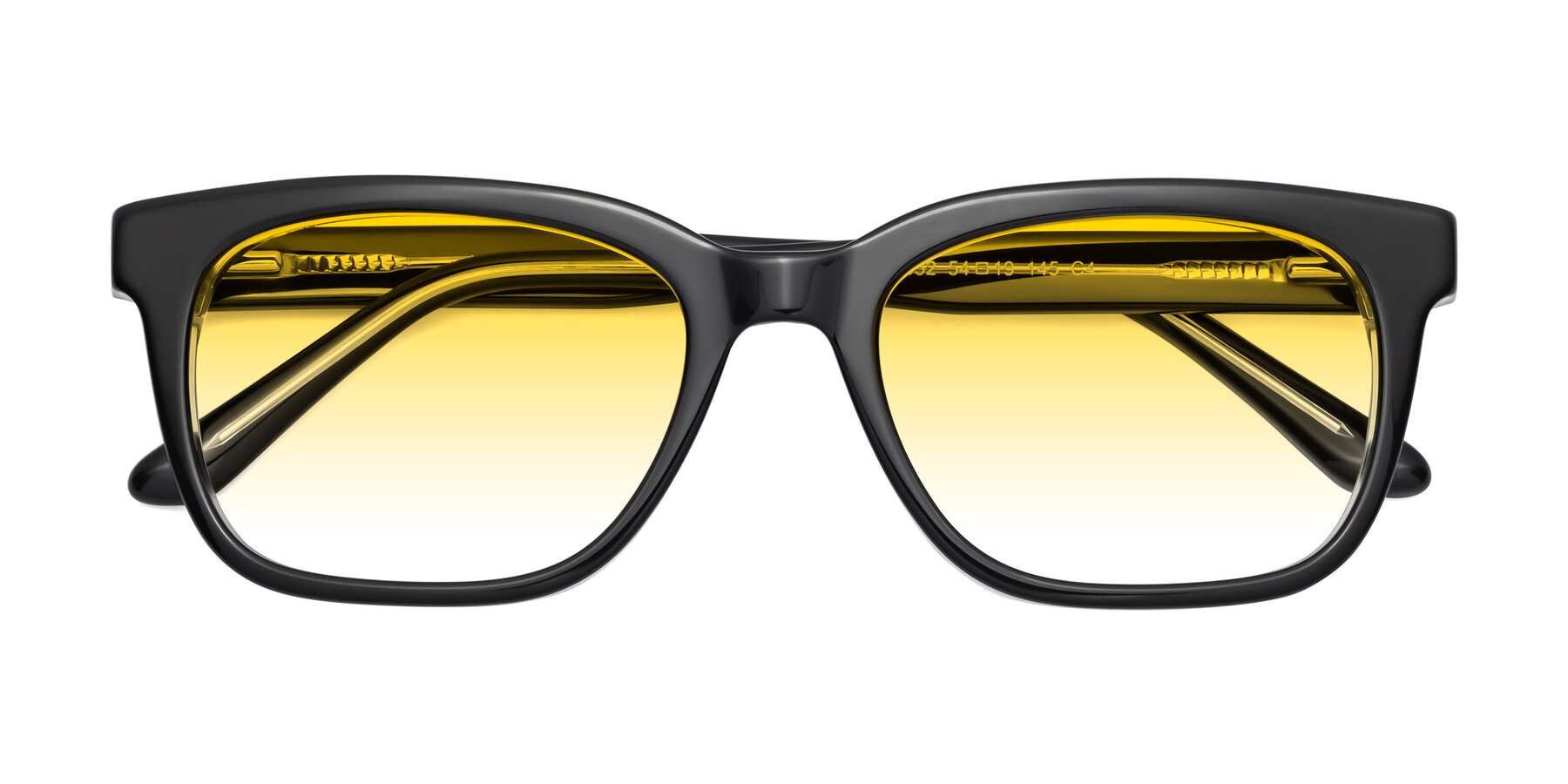 Folded Front of 1052 in Black-Clear with Yellow Gradient Lenses