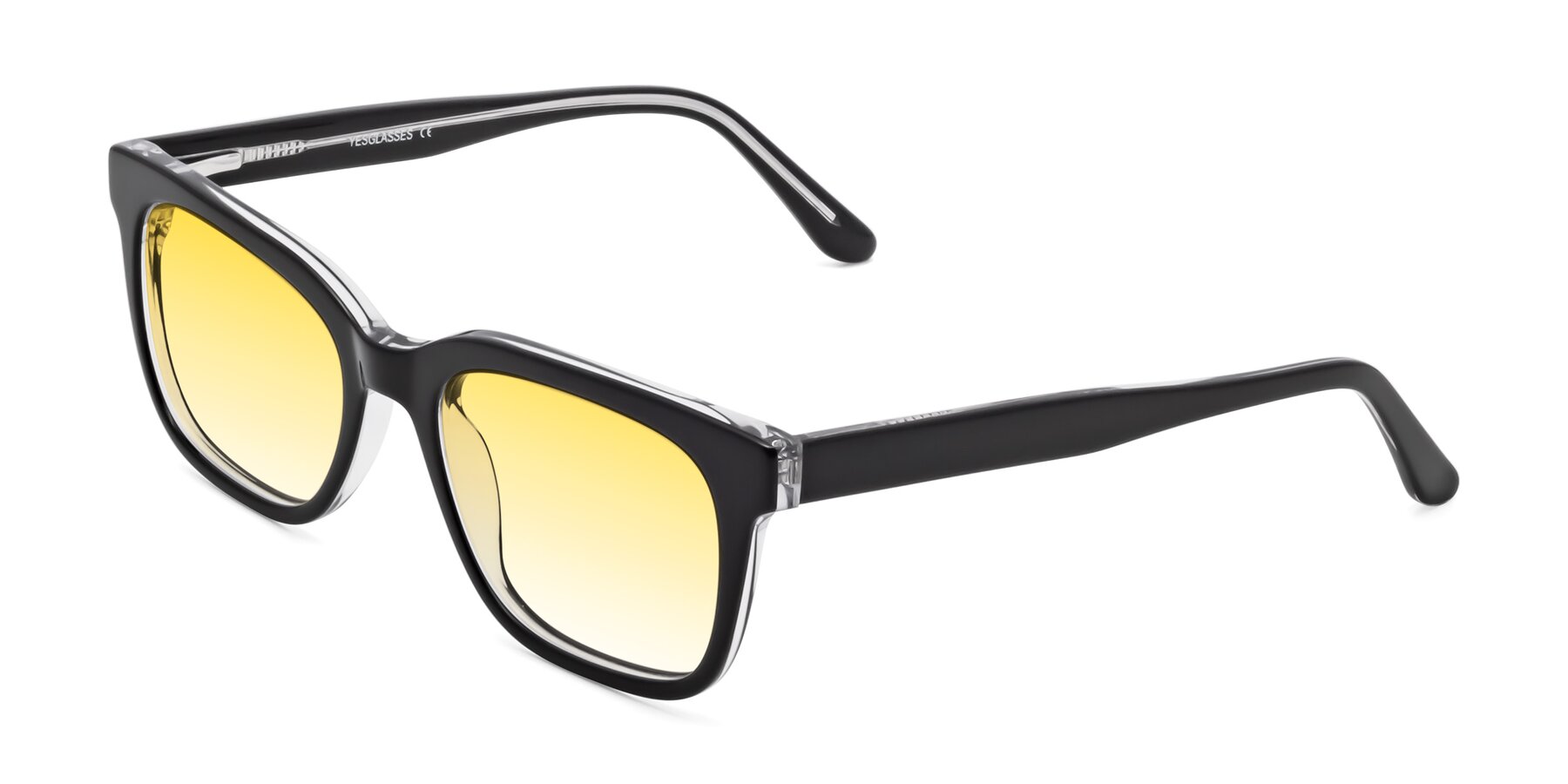 Angle of 1052 in Black-Clear with Yellow Gradient Lenses