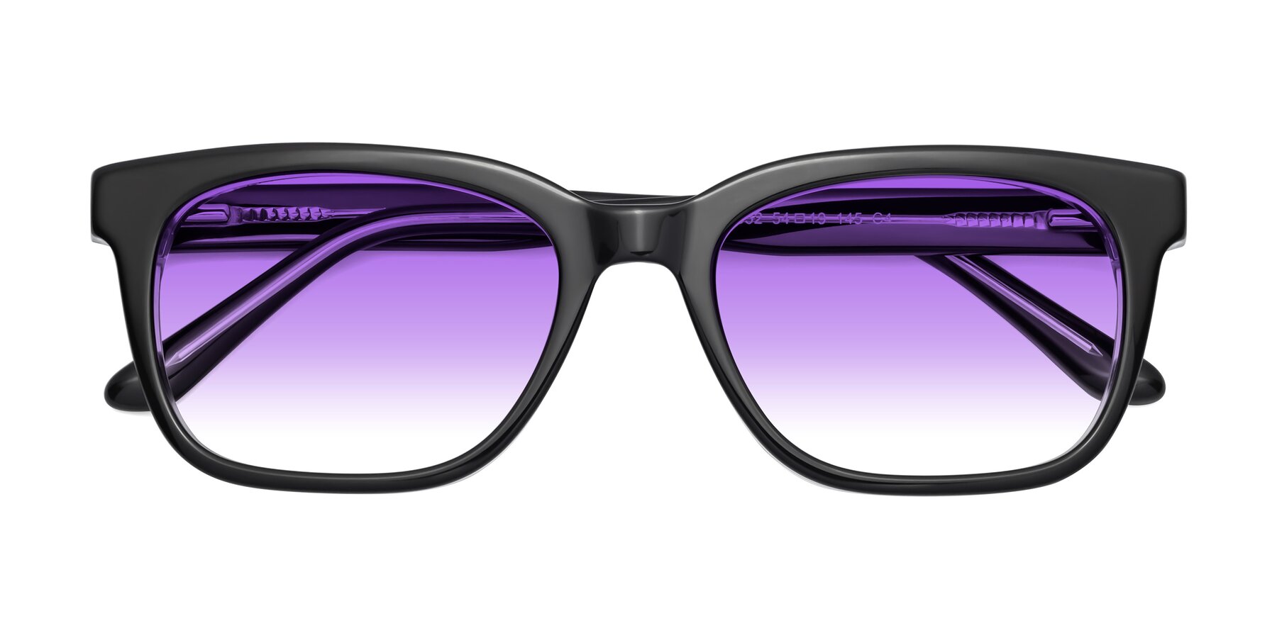 Folded Front of 1052 in Black-Clear with Purple Gradient Lenses