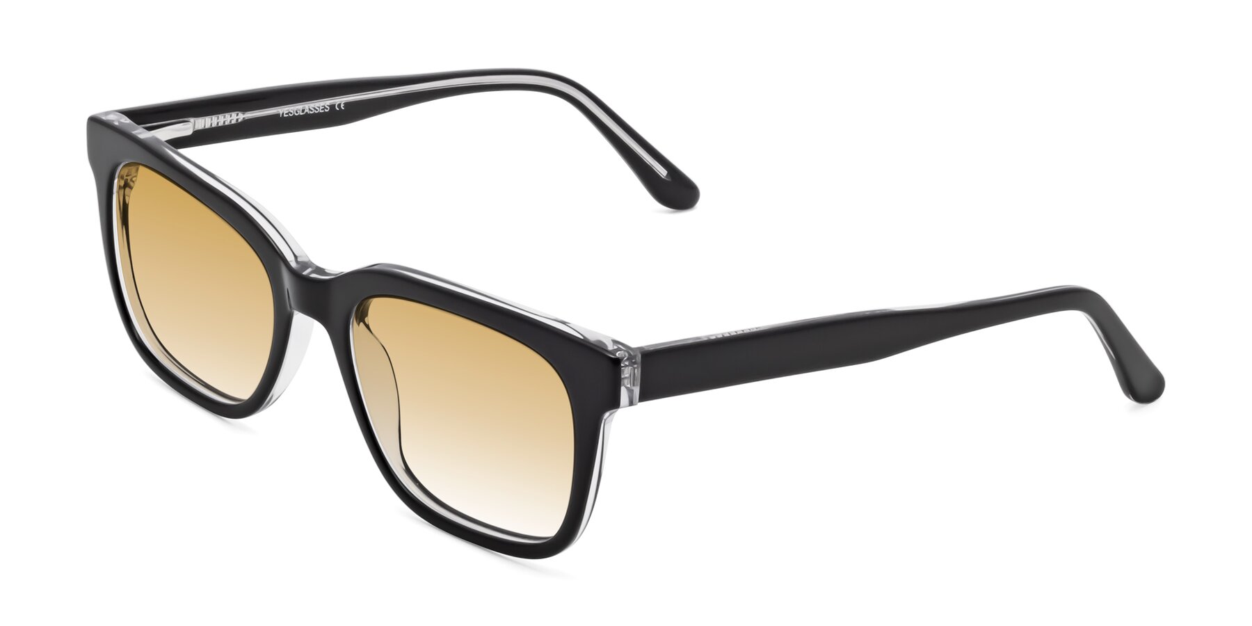 Angle of 1052 in Black-Clear with Champagne Gradient Lenses