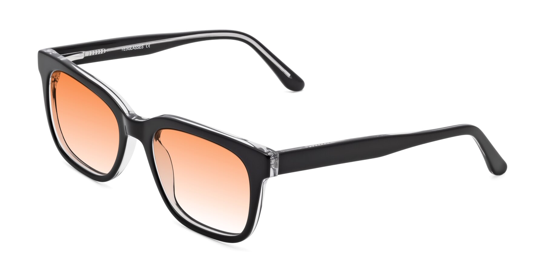 Angle of 1052 in Black-Clear with Orange Gradient Lenses