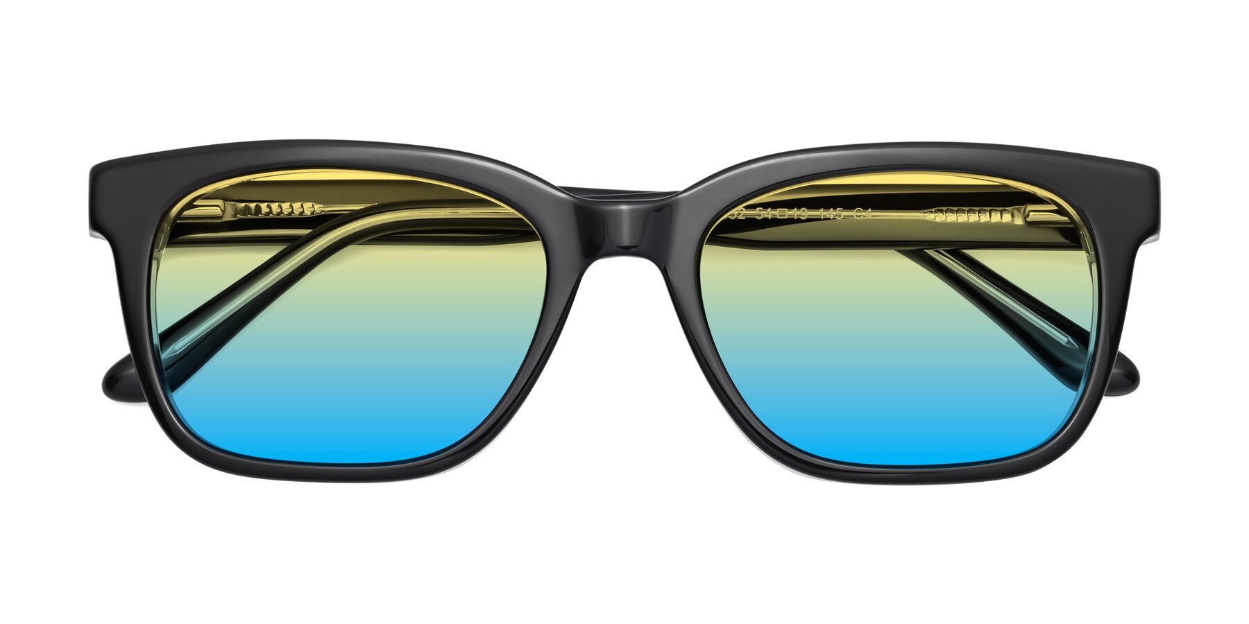 Folded Front of 1052 in Black-Clear with Yellow / Blue Gradient Lenses