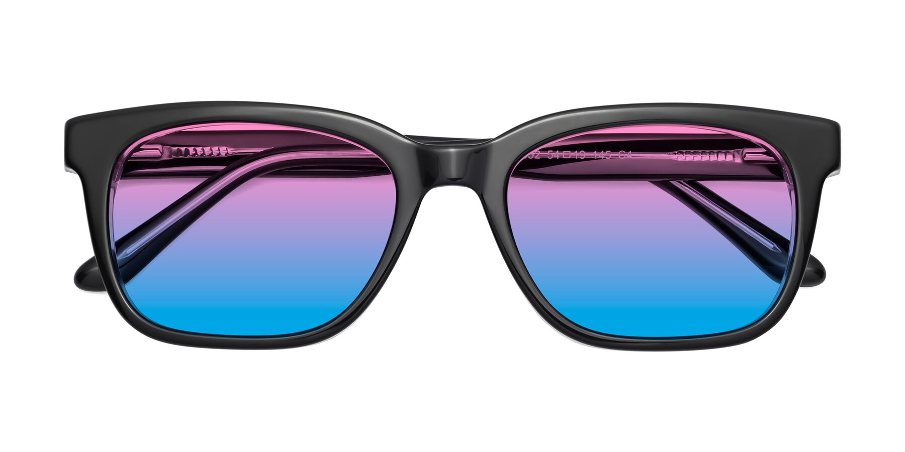 Folded Front of 1052 in Black-Clear with Pink / Blue Gradient Lenses