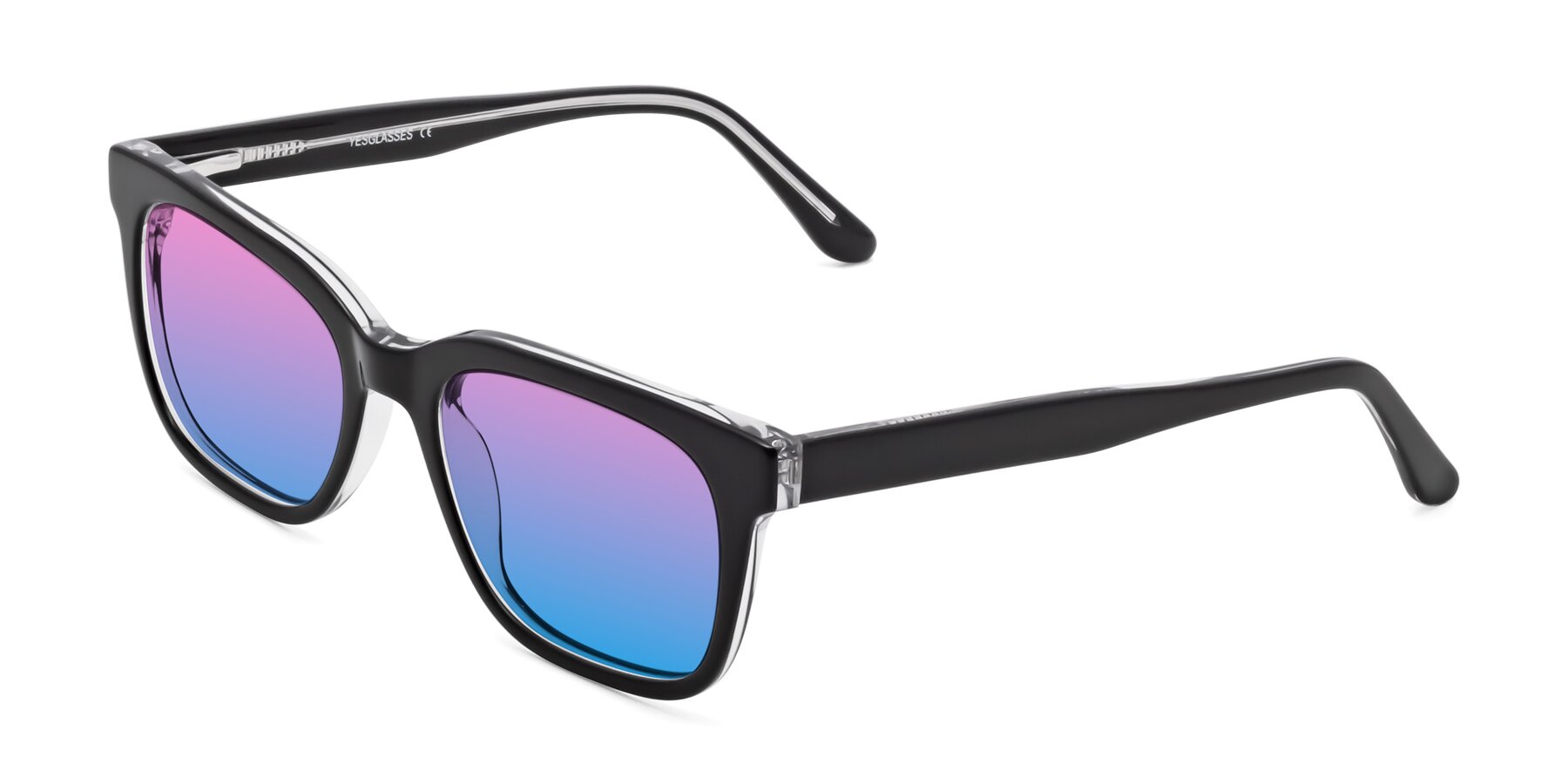 Angle of 1052 in Black-Clear with Pink / Blue Gradient Lenses