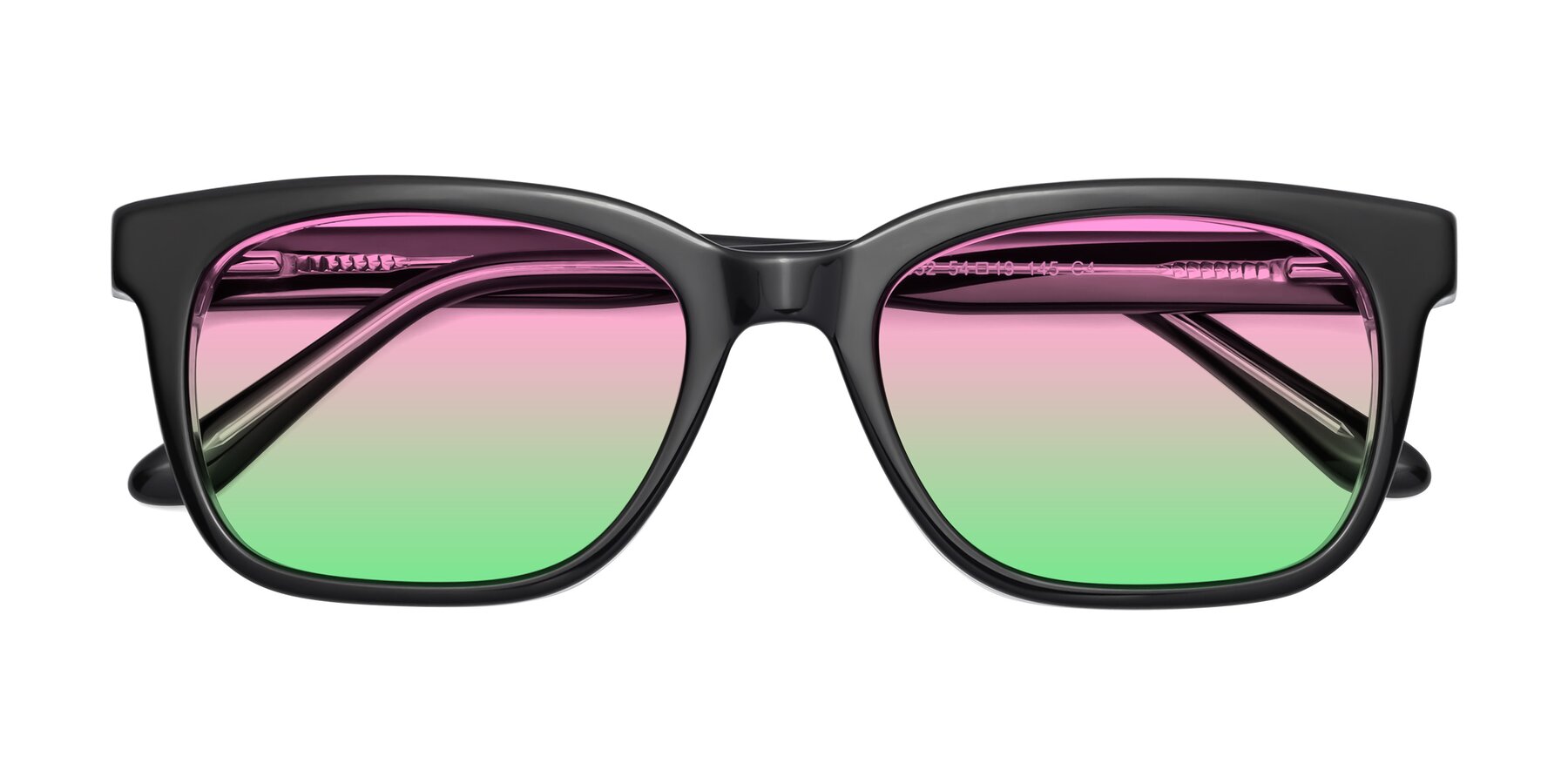 Folded Front of 1052 in Black-Clear with Pink / Green Gradient Lenses