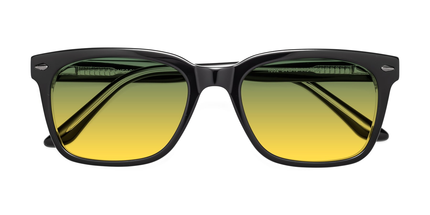 Folded Front of 1052 in Black-Clear with Green / Yellow Gradient Lenses