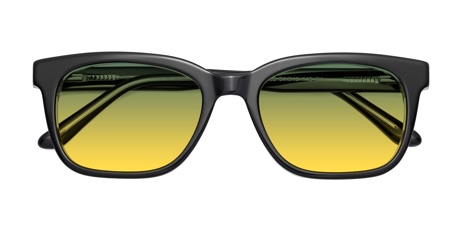 Folded Front of 1052 in Black-Clear with Green / Yellow Gradient Lenses