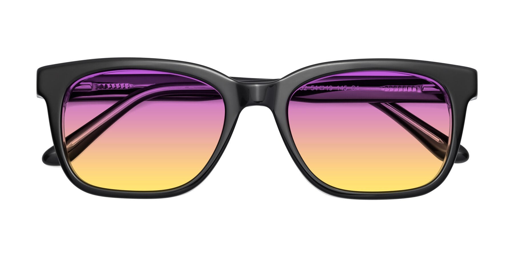 Folded Front of 1052 in Black-Clear with Purple / Yellow Gradient Lenses