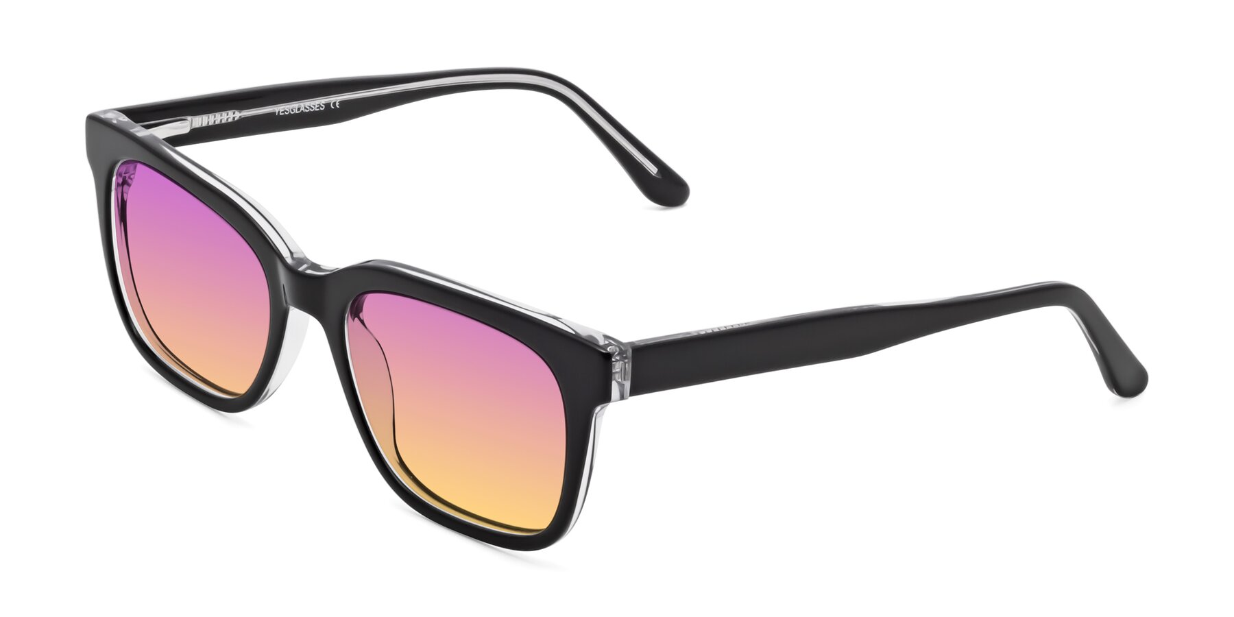 Angle of 1052 in Black-Clear with Purple / Yellow Gradient Lenses