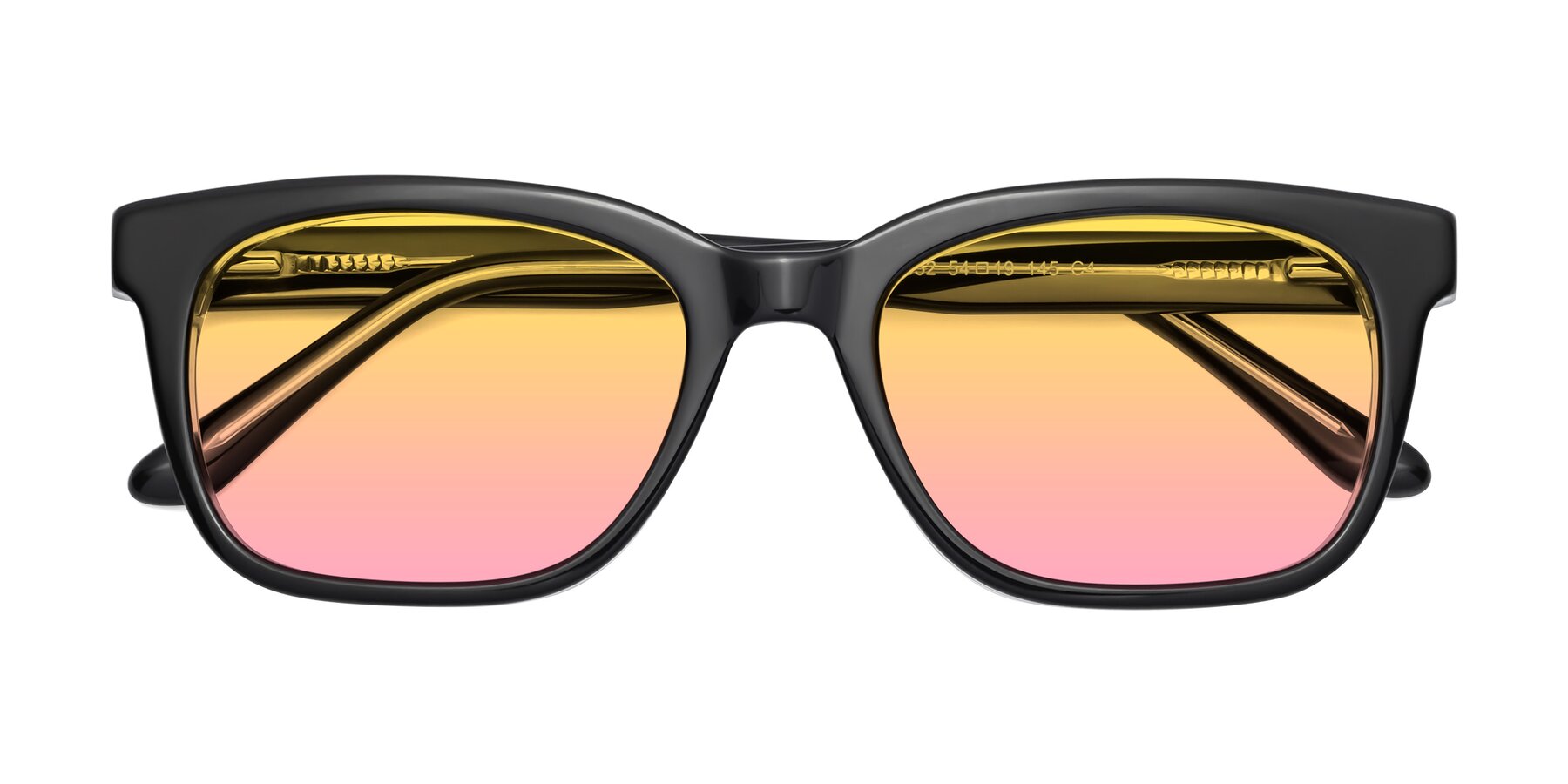 Folded Front of 1052 in Black-Clear with Yellow / Pink Gradient Lenses