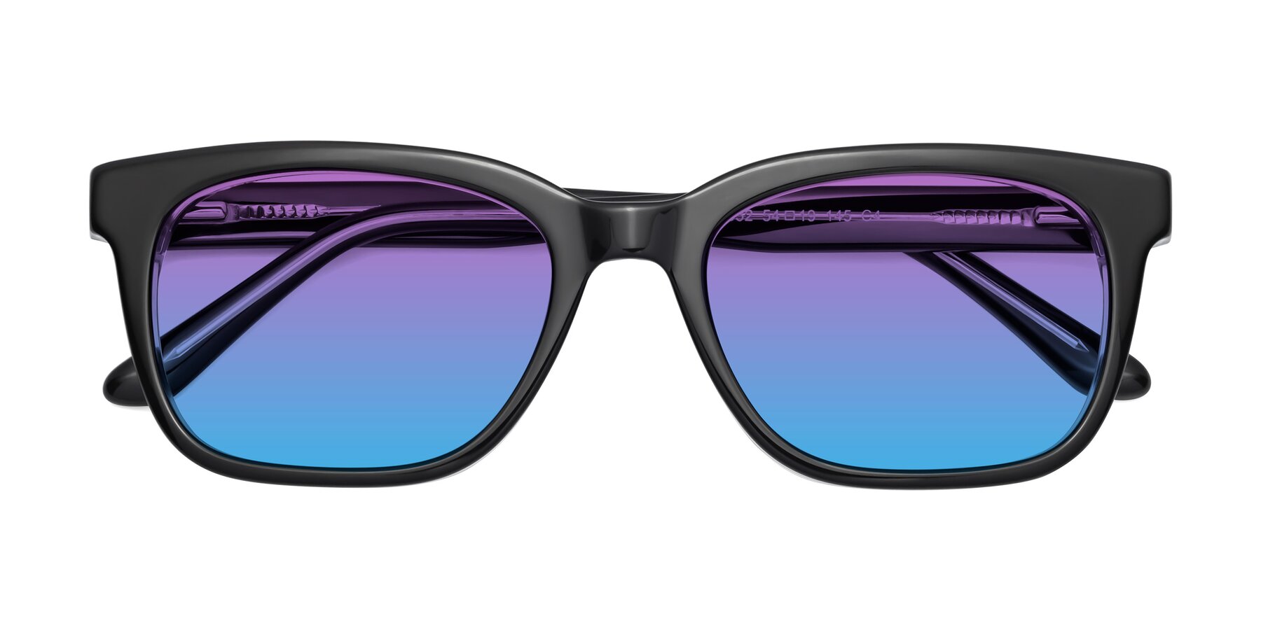 Folded Front of 1052 in Black-Clear with Purple / Blue Gradient Lenses