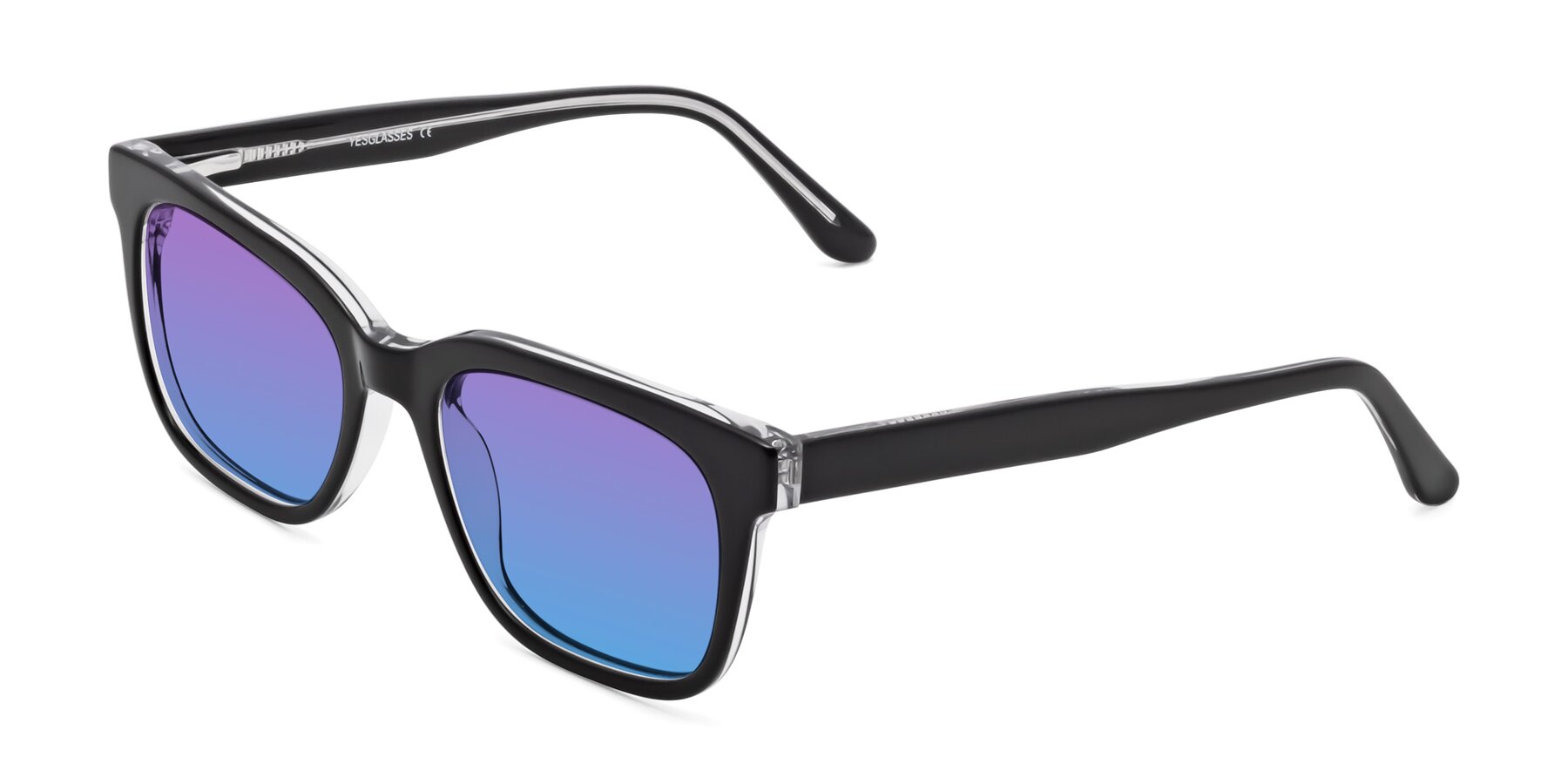 Angle of 1052 in Black-Clear with Purple / Blue Gradient Lenses