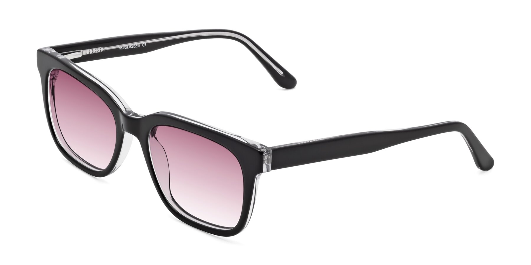 Angle of 1052 in Black-Clear with Wine Gradient Lenses