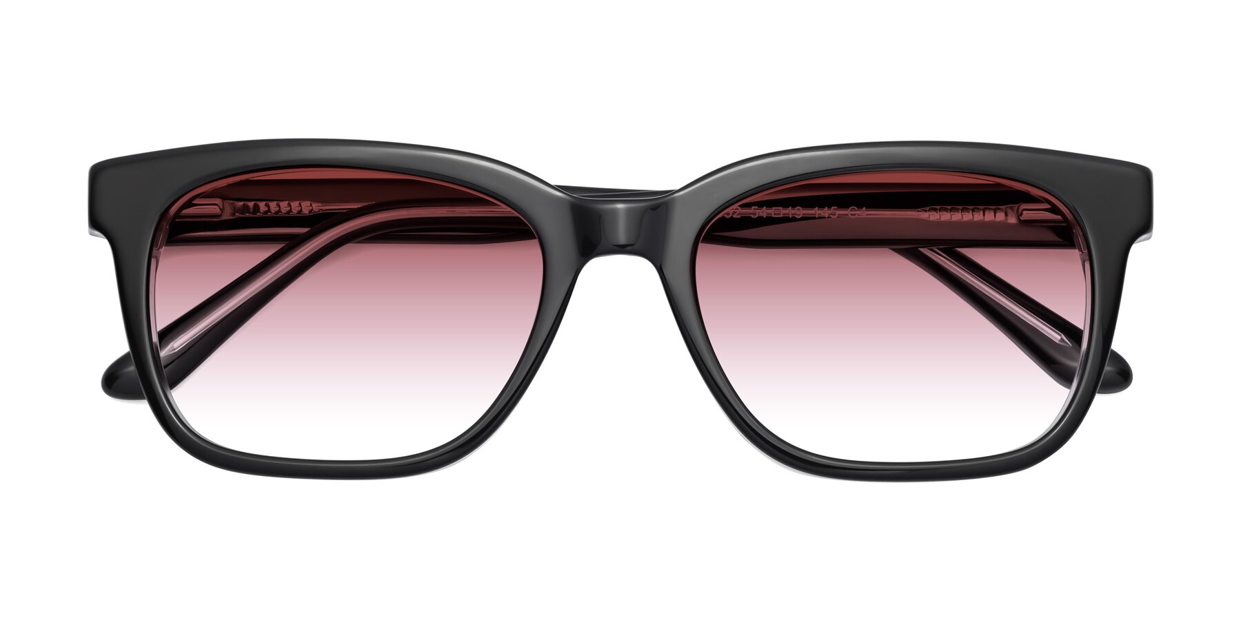 Folded Front of 1052 in Black-Clear with Garnet Gradient Lenses