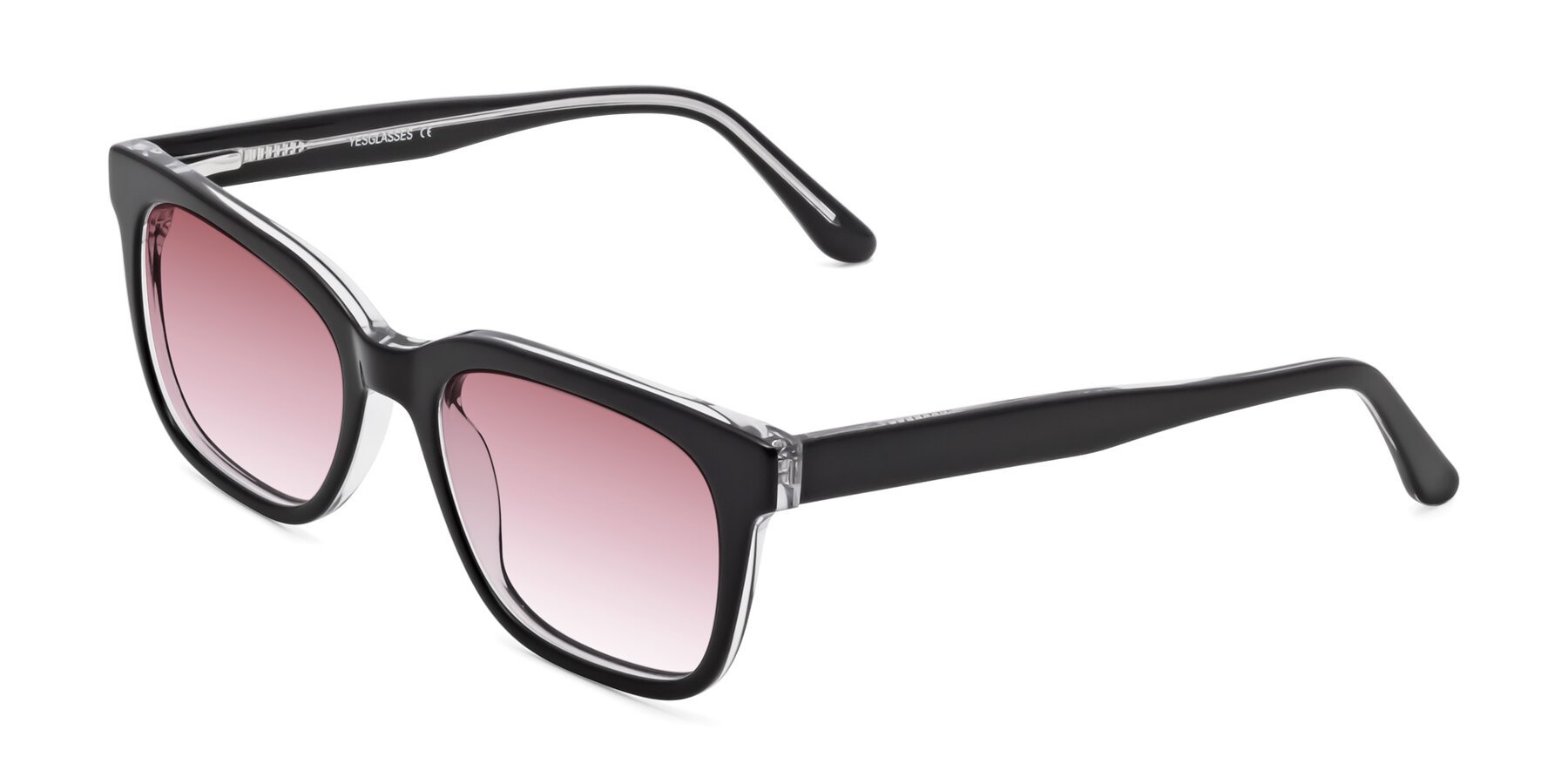 Angle of 1052 in Black-Clear with Garnet Gradient Lenses