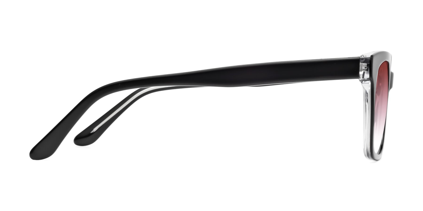 Side of 1052 in Black-Clear with Garnet Gradient Lenses