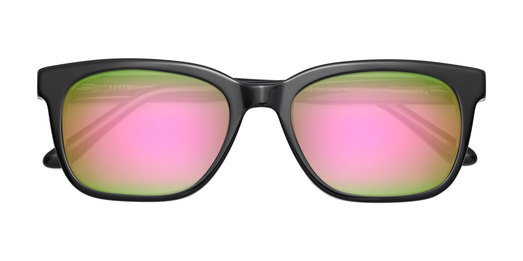 Folded Front of 1052 in Black-Clear with Pink Mirrored Lenses