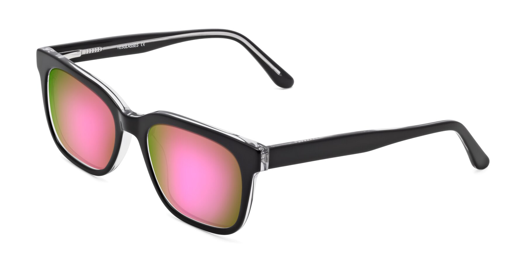 Angle of 1052 in Black-Clear with Pink Mirrored Lenses