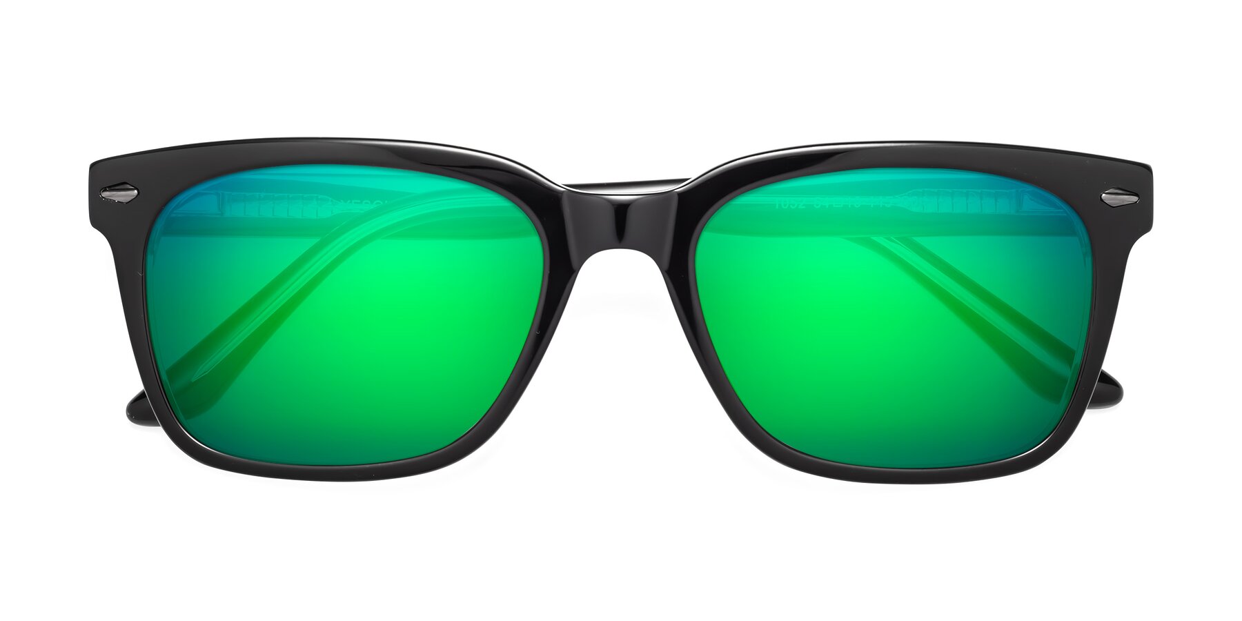 Folded Front of 1052 in Black-Clear with Green Mirrored Lenses