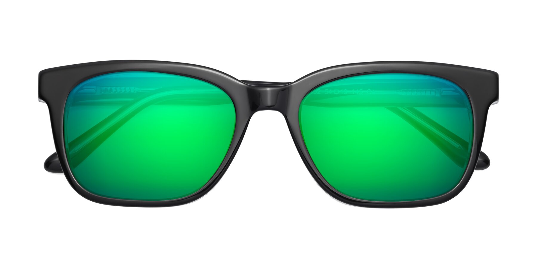 Folded Front of 1052 in Black-Clear with Green Mirrored Lenses