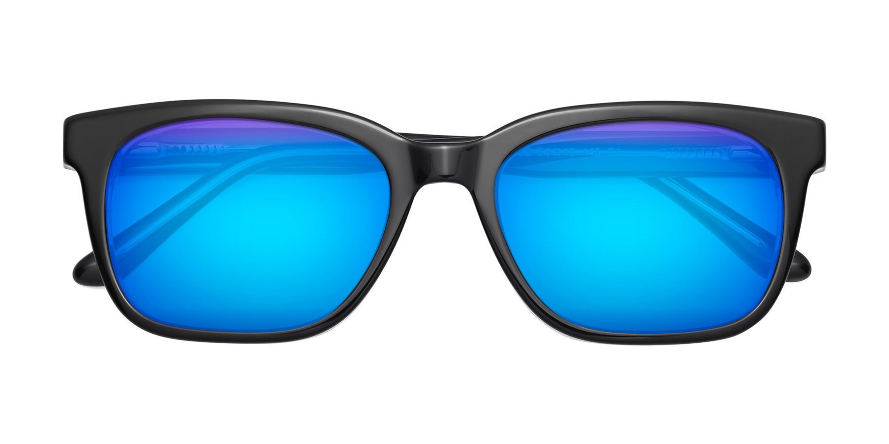 Folded Front of 1052 in Black-Clear with Blue Mirrored Lenses