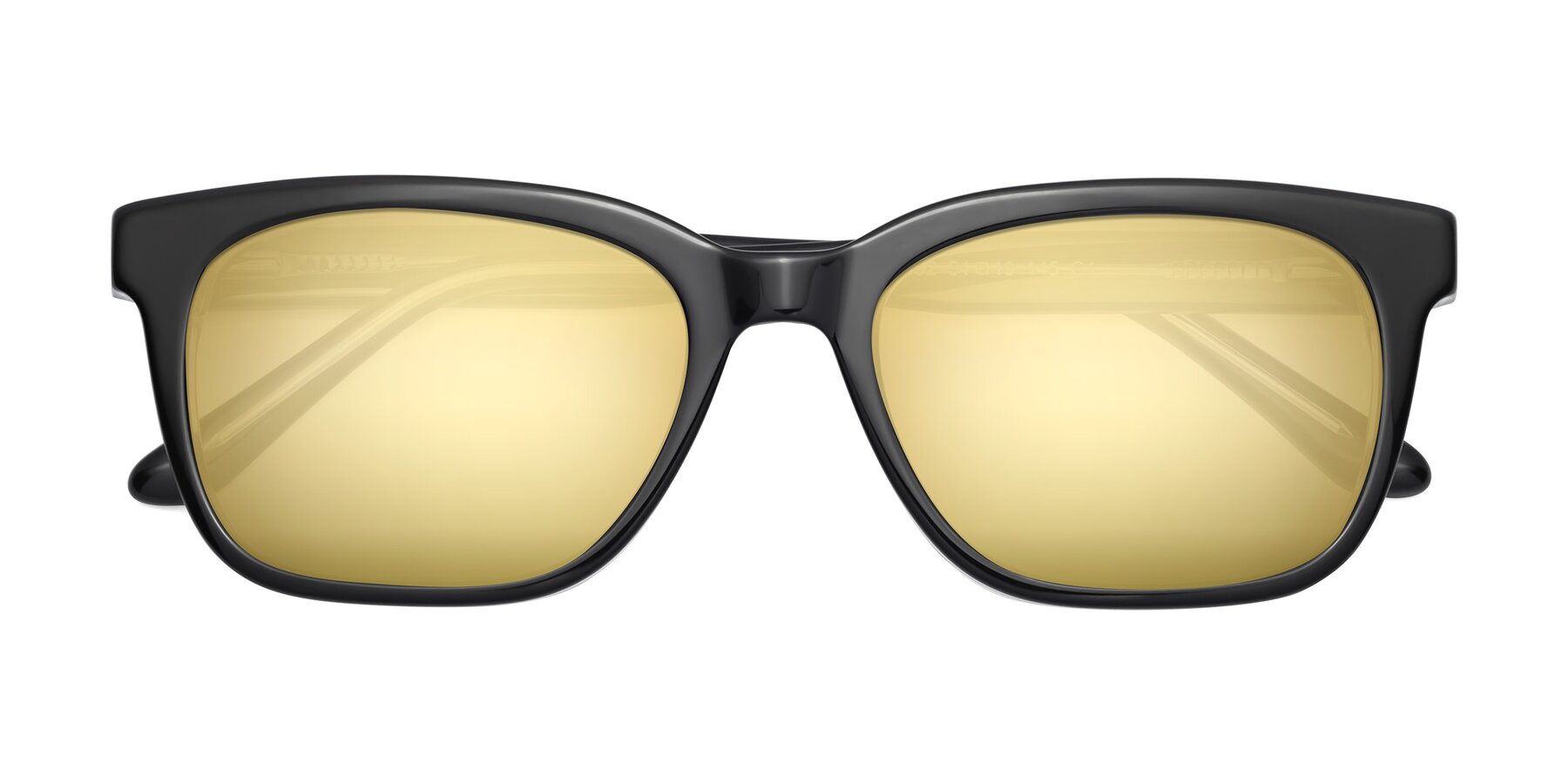 Folded Front of 1052 in Black-Clear with Gold Mirrored Lenses