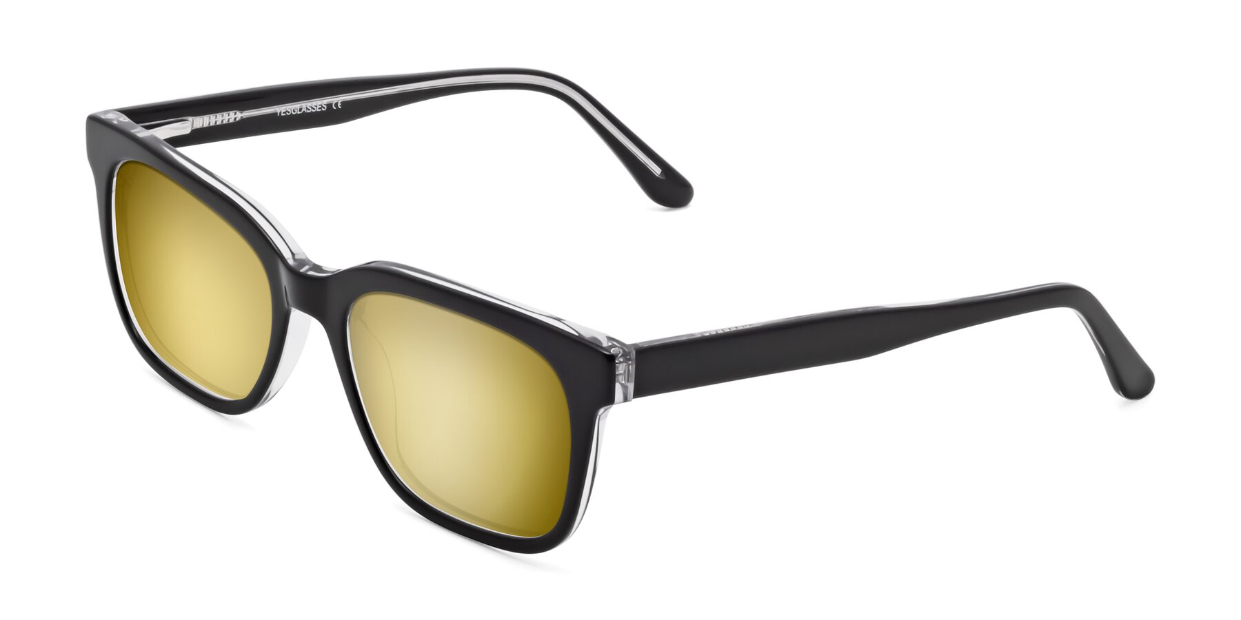 Angle of 1052 in Black-Clear with Gold Mirrored Lenses