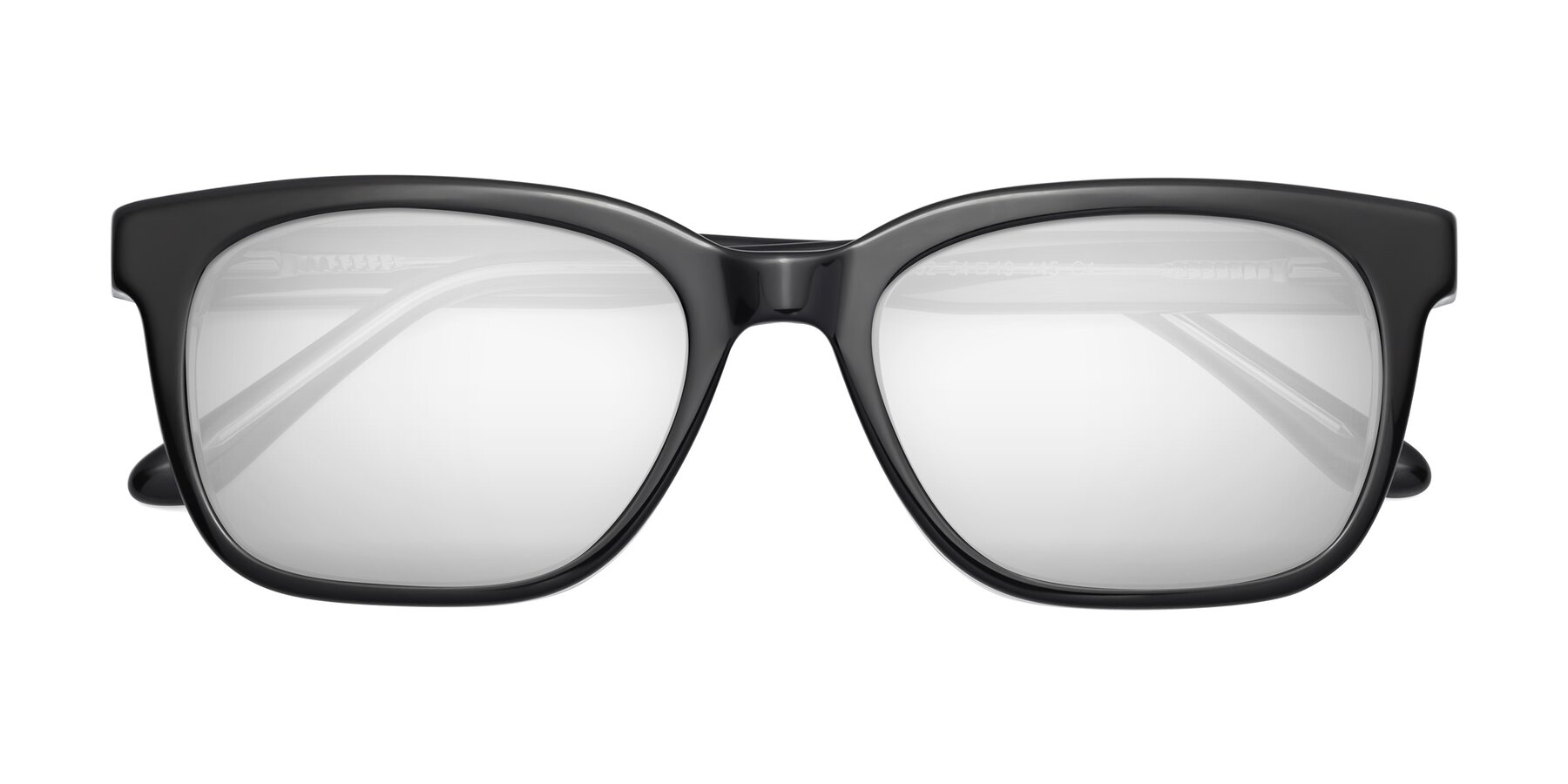 Folded Front of 1052 in Black-Clear with Silver Mirrored Lenses