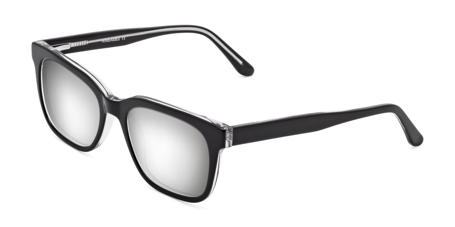 Angle of 1052 in Black-Clear with Silver Mirrored Lenses