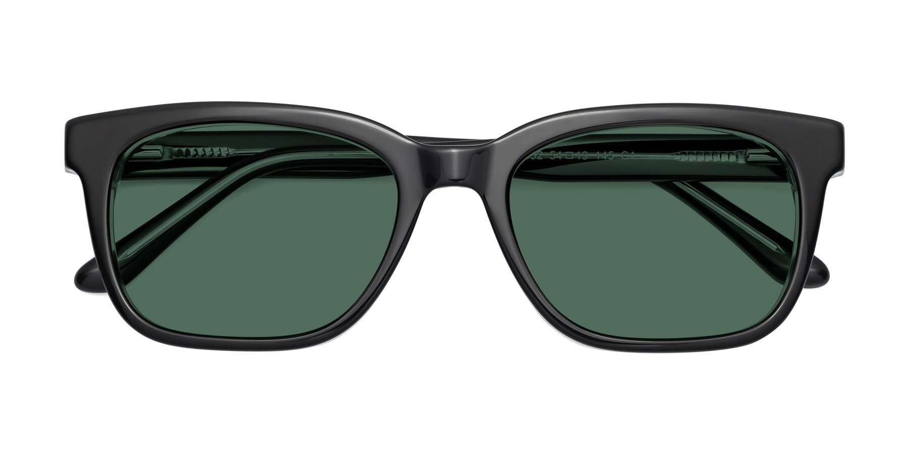 Folded Front of 1052 in Black-Clear with Green Polarized Lenses