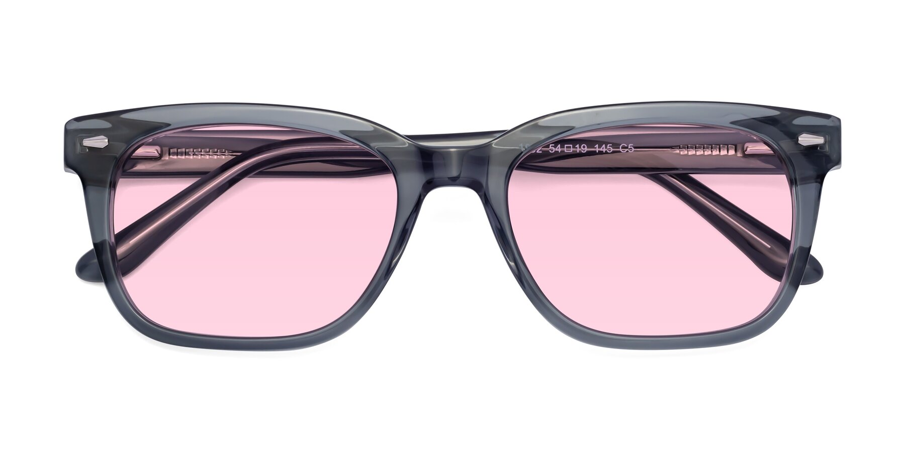 Folded Front of 1052 in Transparent Gray with Light Pink Tinted Lenses