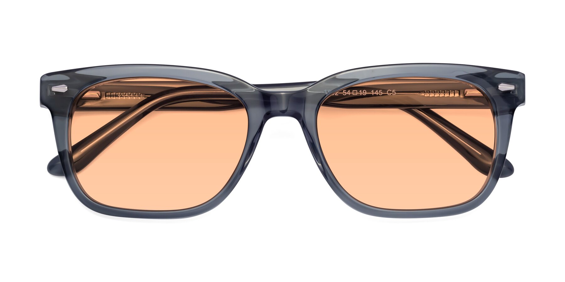 Folded Front of 1052 in Transparent Gray with Light Orange Tinted Lenses