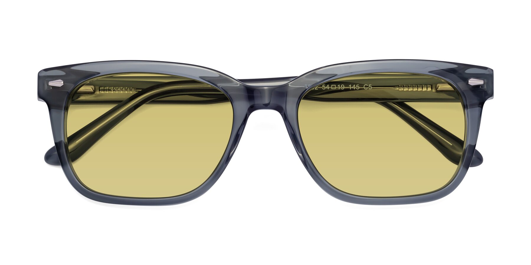 Folded Front of 1052 in Transparent Gray with Medium Champagne Tinted Lenses