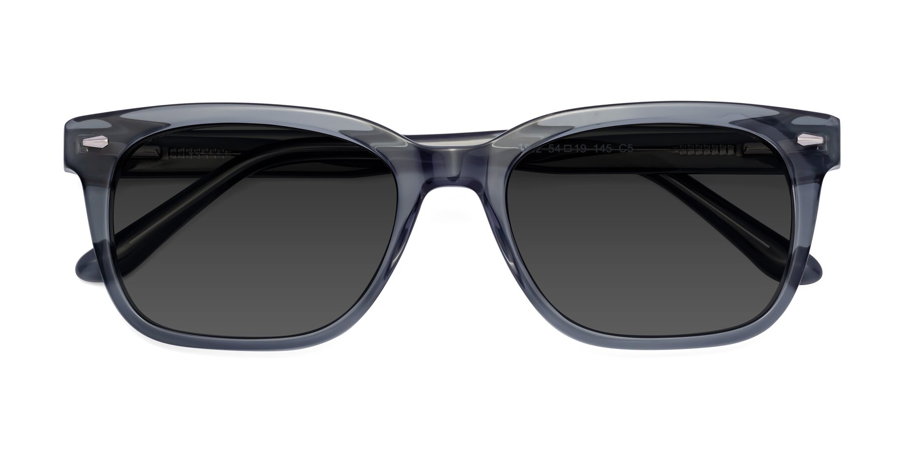 Folded Front of 1052 in Transparent Gray with Gray Tinted Lenses