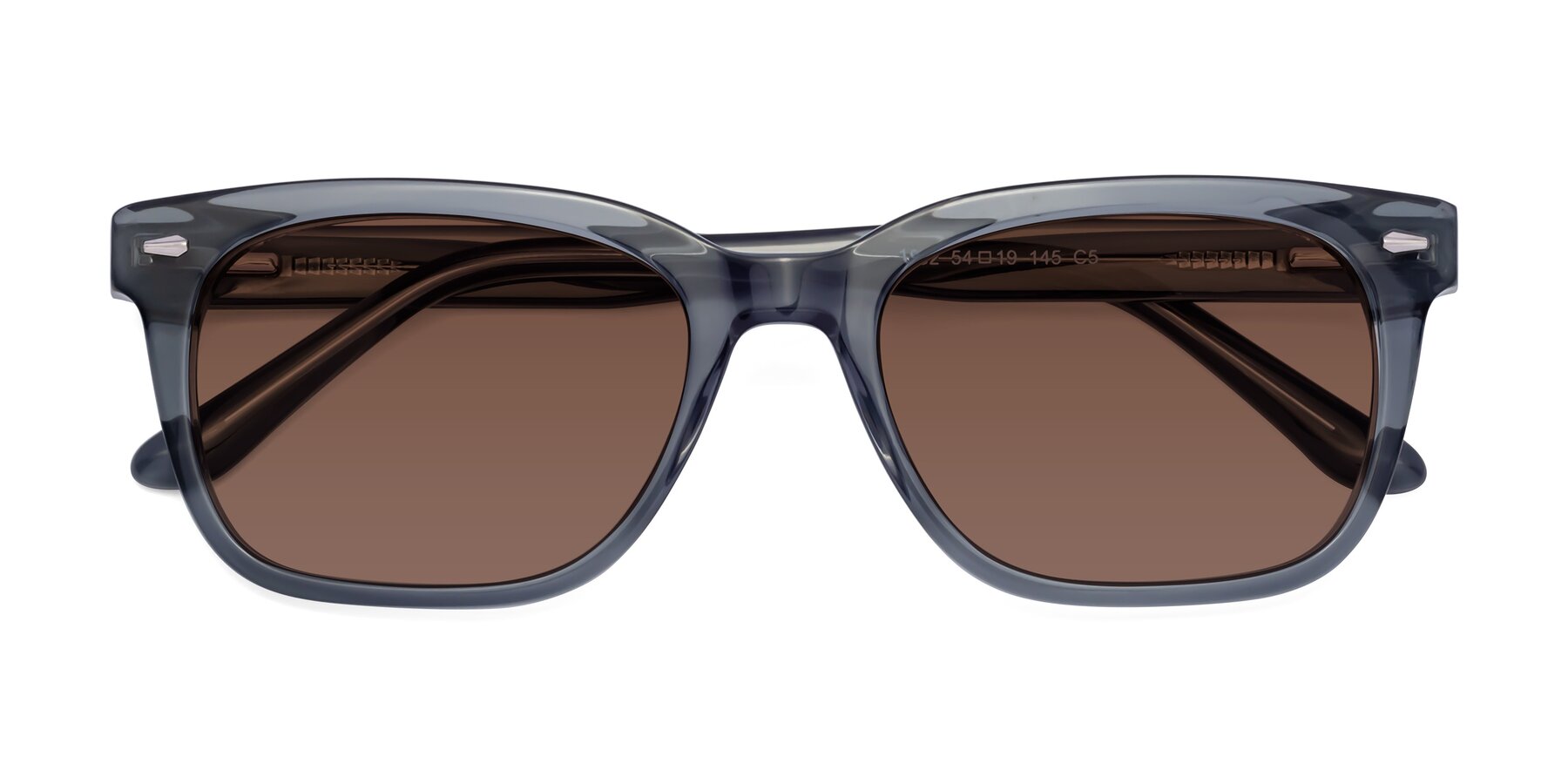 Folded Front of 1052 in Transparent Gray with Brown Tinted Lenses