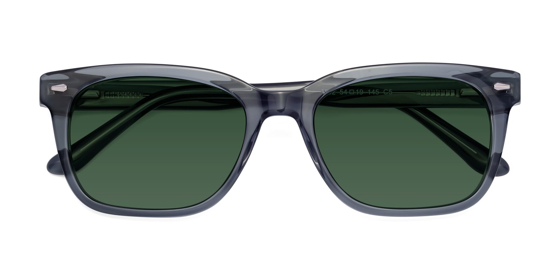 Folded Front of 1052 in Transparent Gray with Green Tinted Lenses
