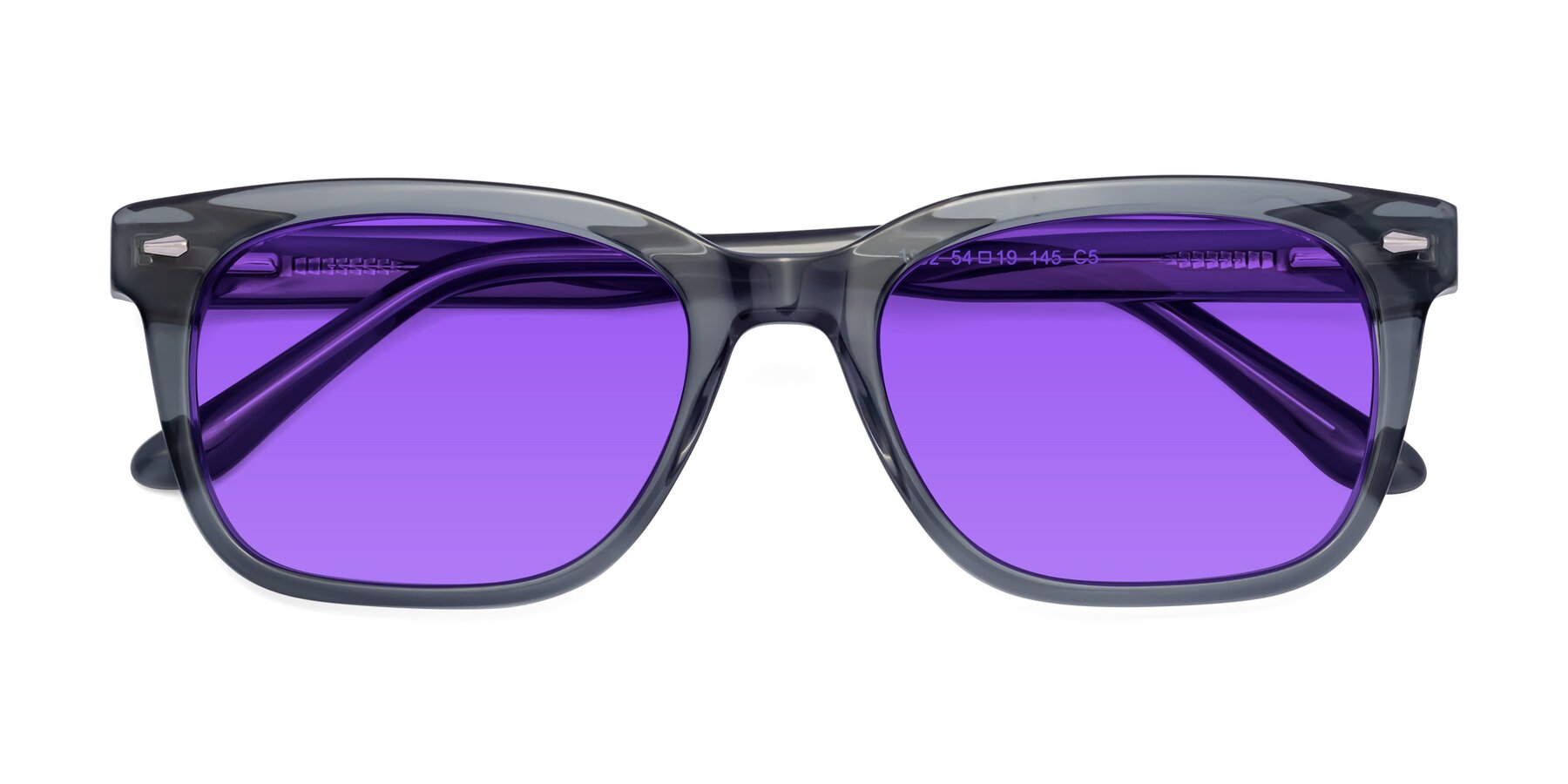 Folded Front of 1052 in Transparent Gray with Purple Tinted Lenses
