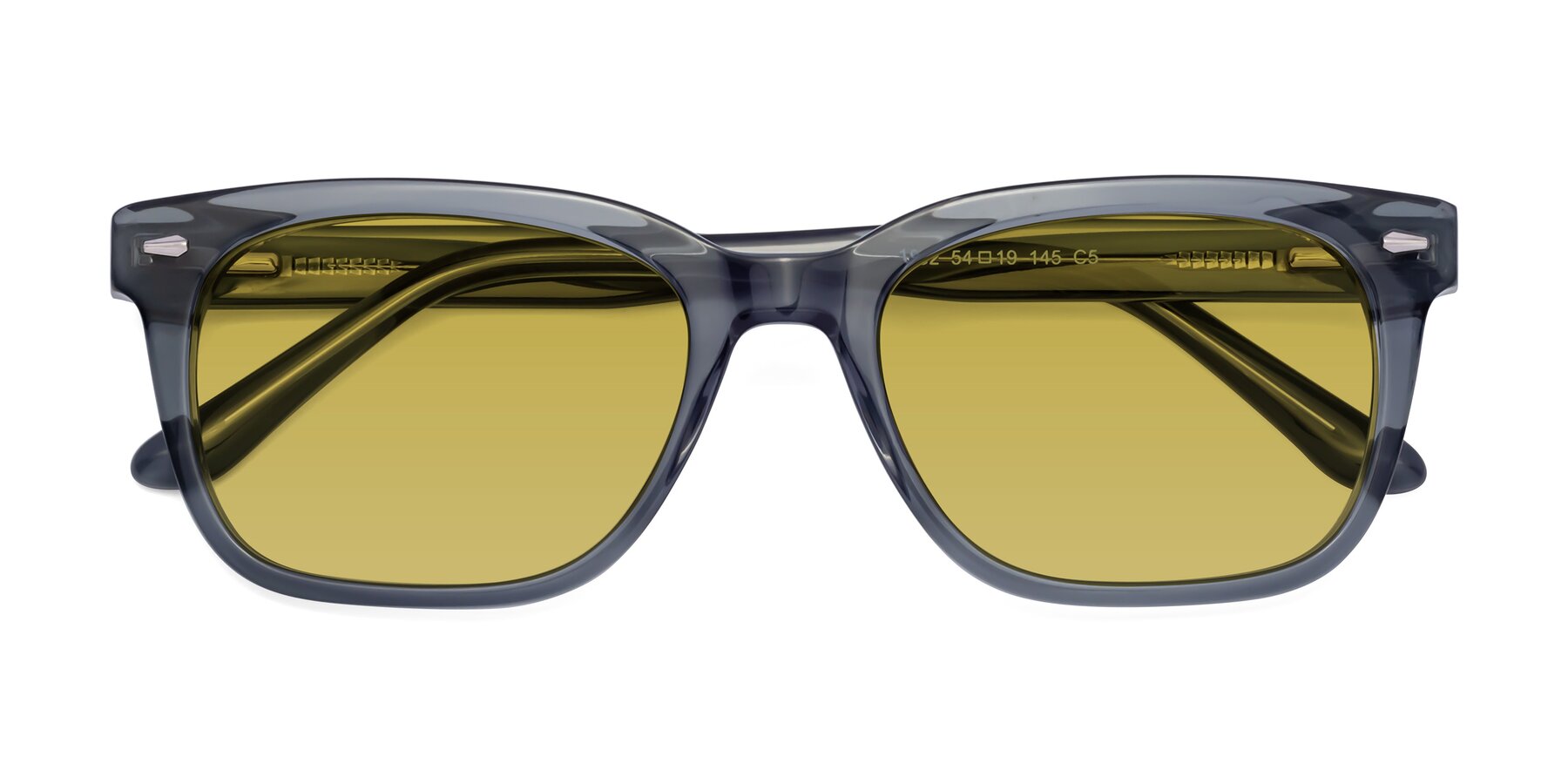 Folded Front of 1052 in Transparent Gray with Champagne Tinted Lenses