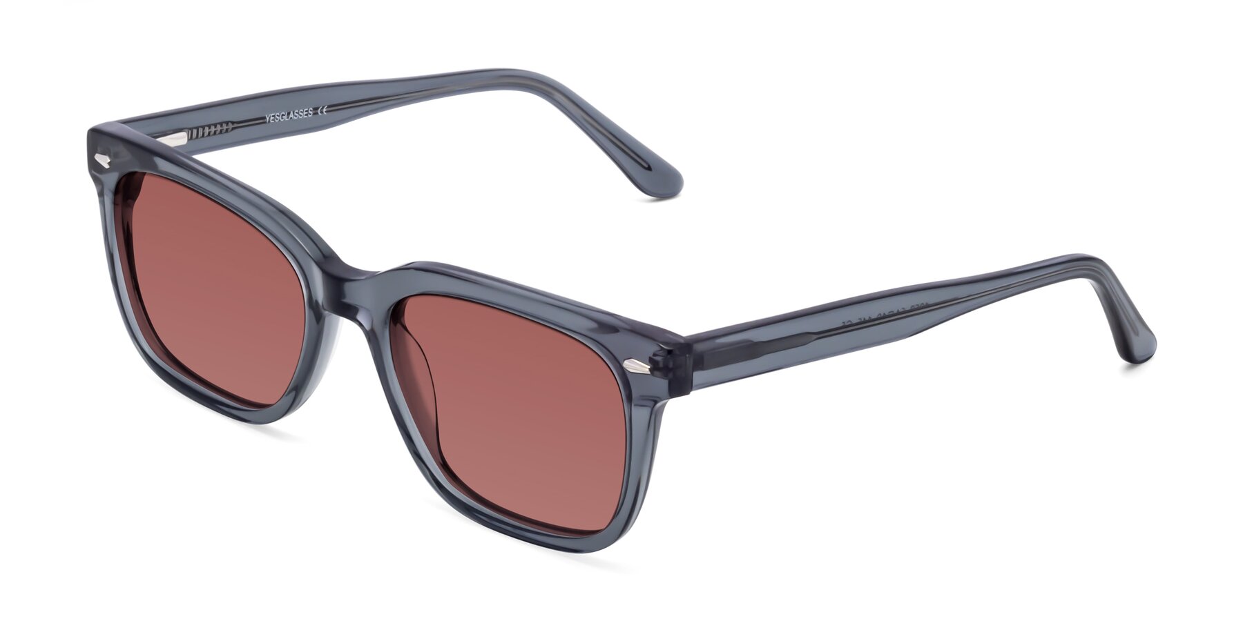 Angle of 1052 in Transparent Gray with Garnet Tinted Lenses