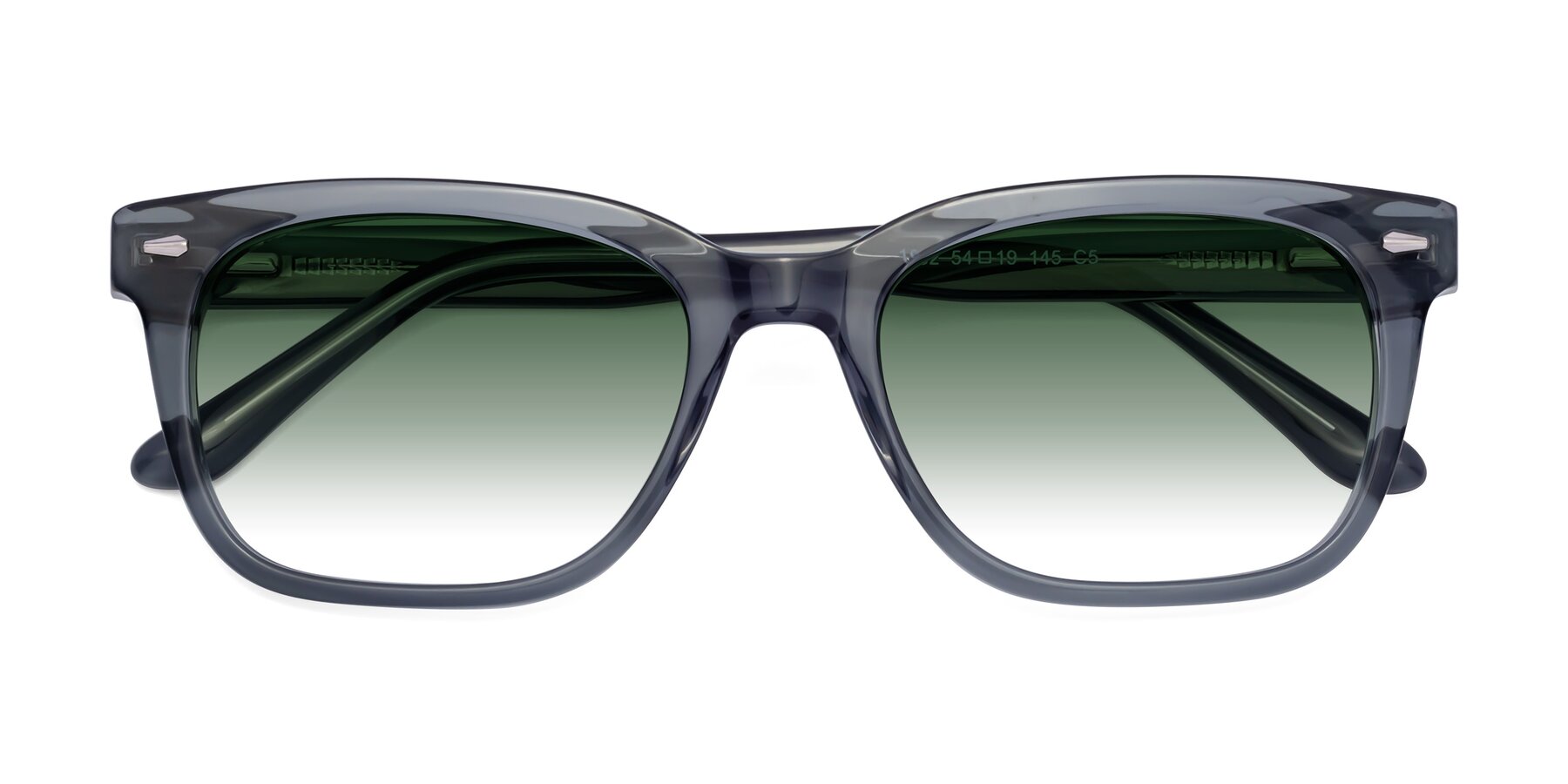 Folded Front of 1052 in Transparent Gray with Green Gradient Lenses