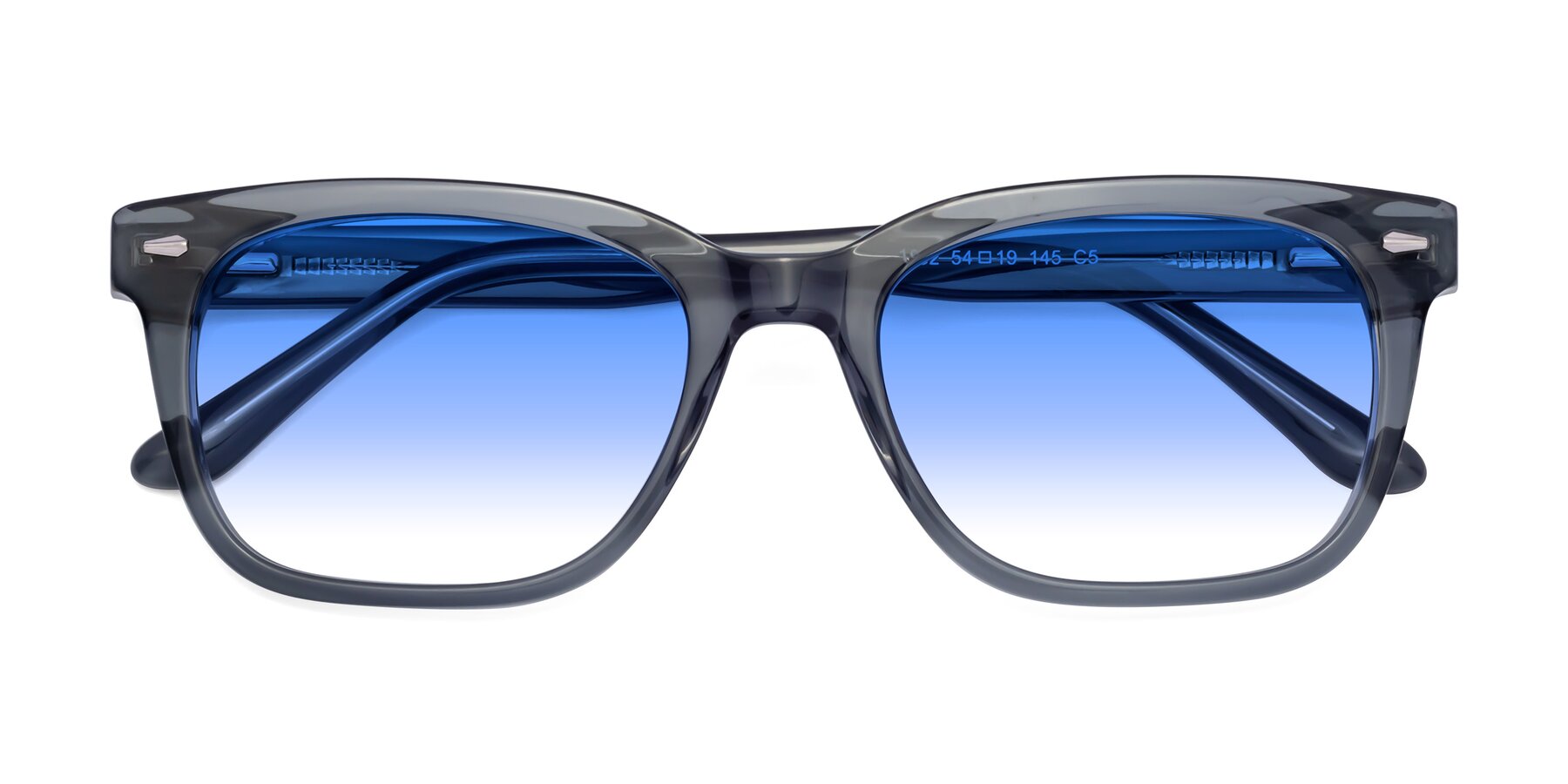 Folded Front of 1052 in Transparent Gray with Blue Gradient Lenses