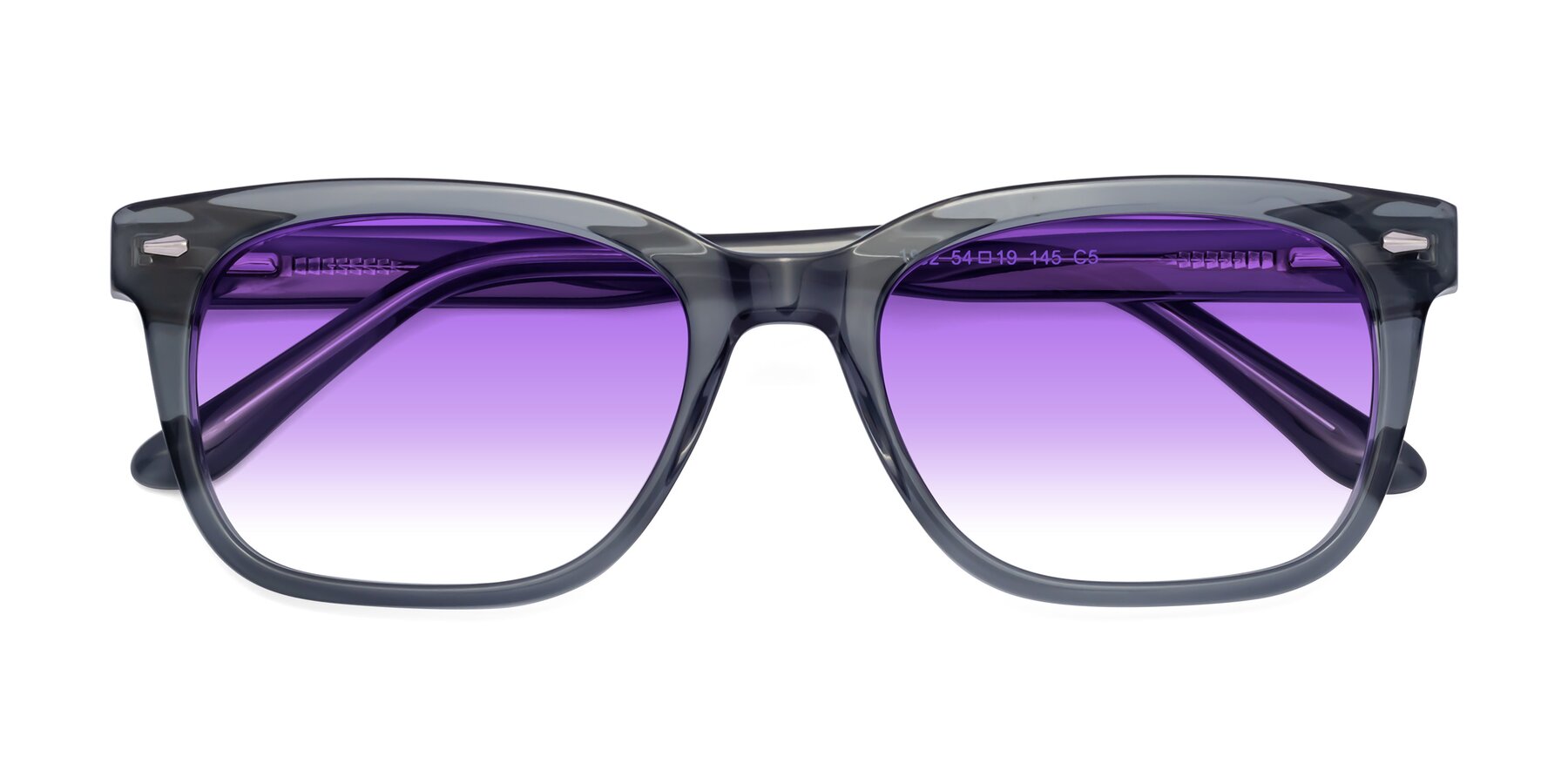 Folded Front of 1052 in Transparent Gray with Purple Gradient Lenses