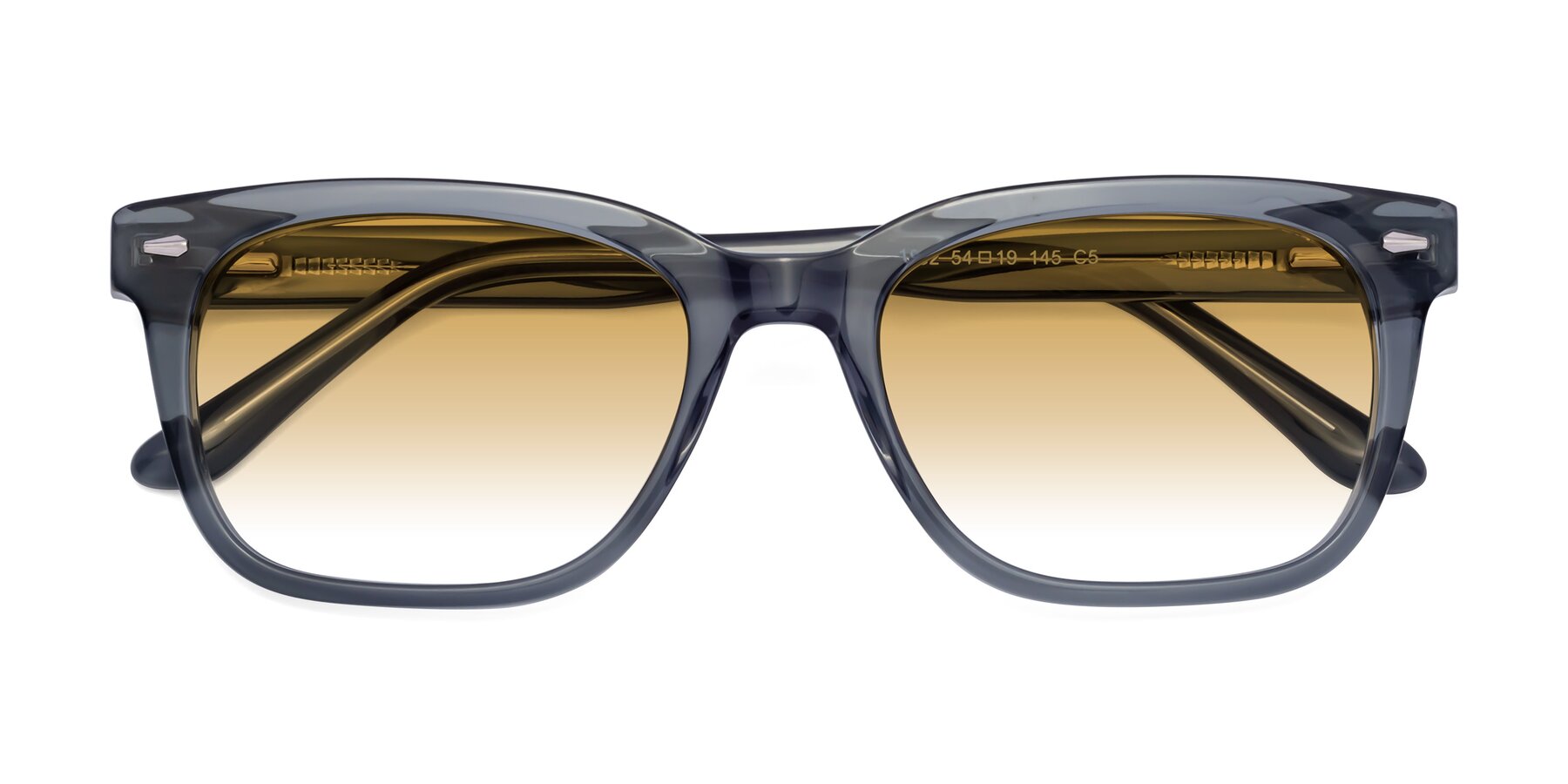 Folded Front of 1052 in Transparent Gray with Champagne Gradient Lenses