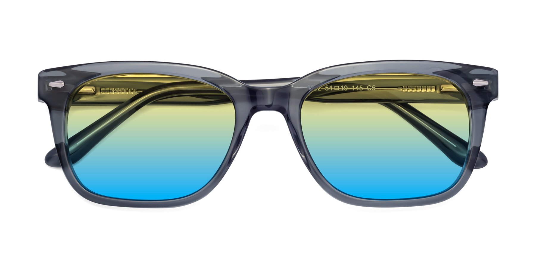 Folded Front of 1052 in Transparent Gray with Yellow / Blue Gradient Lenses
