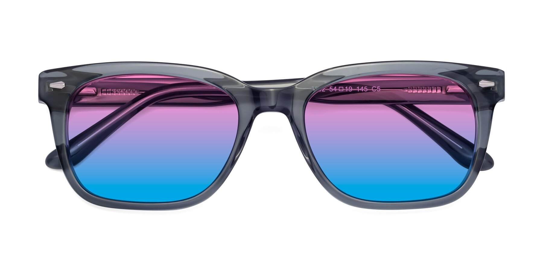 Folded Front of 1052 in Transparent Gray with Pink / Blue Gradient Lenses