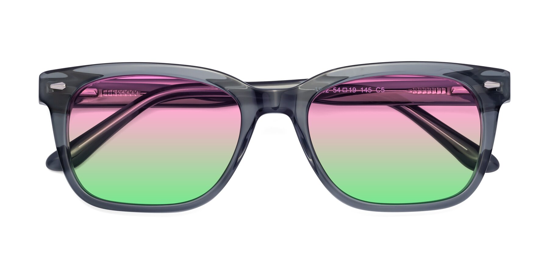 Folded Front of 1052 in Transparent Gray with Pink / Green Gradient Lenses