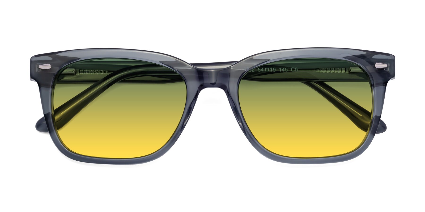 Folded Front of 1052 in Transparent Gray with Green / Yellow Gradient Lenses