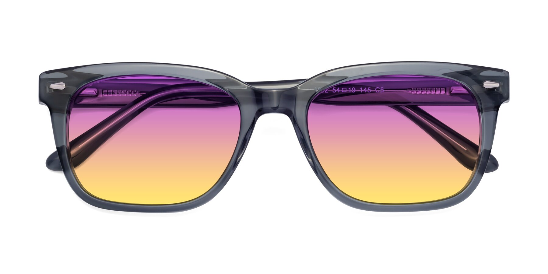 Folded Front of 1052 in Transparent Gray with Purple / Yellow Gradient Lenses