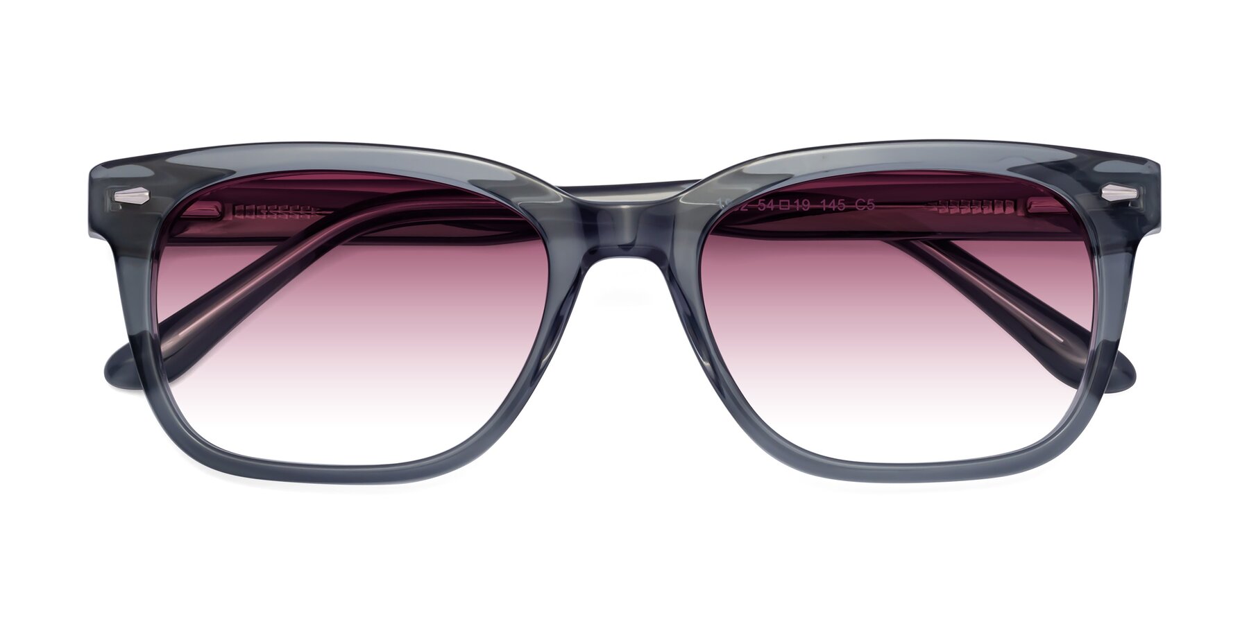 Folded Front of 1052 in Transparent Gray with Wine Gradient Lenses